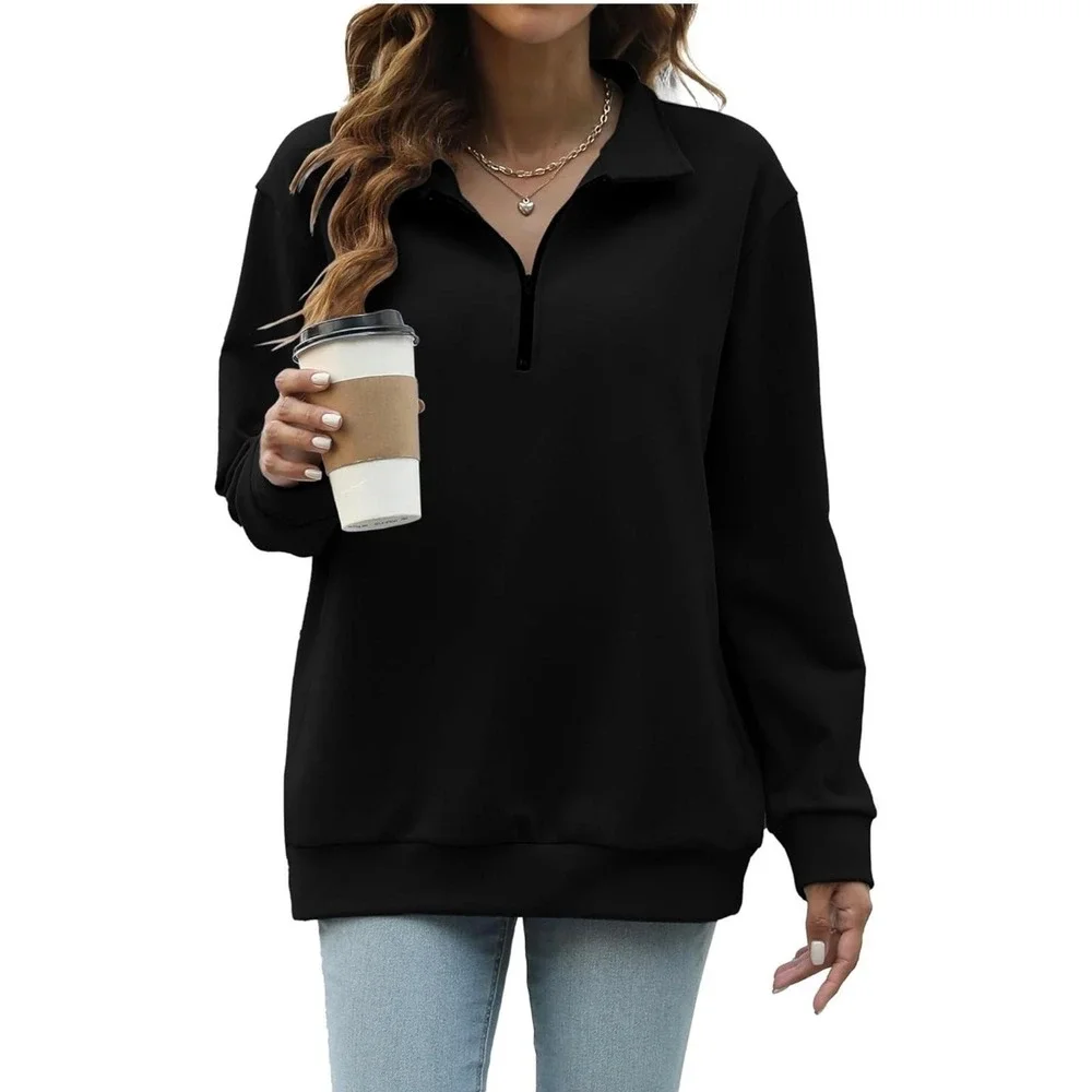 Blencot Womens Quarter Zip Pullover Sweatshirt Fleece Lined Long Sleeve Small - Picture 3 of 5